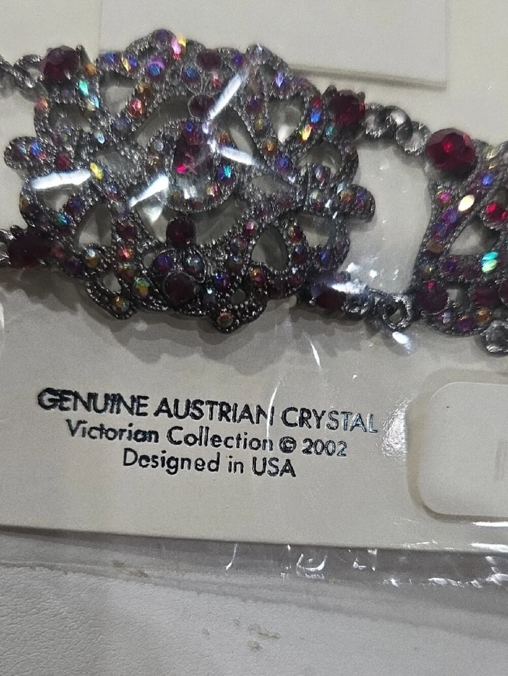 NWT Vintage Gothic Red Rhinestone Choker Necklace Earring Set Original Packaging